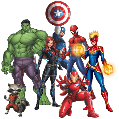 Hier sieht an verschiedene Figuren von Marvel